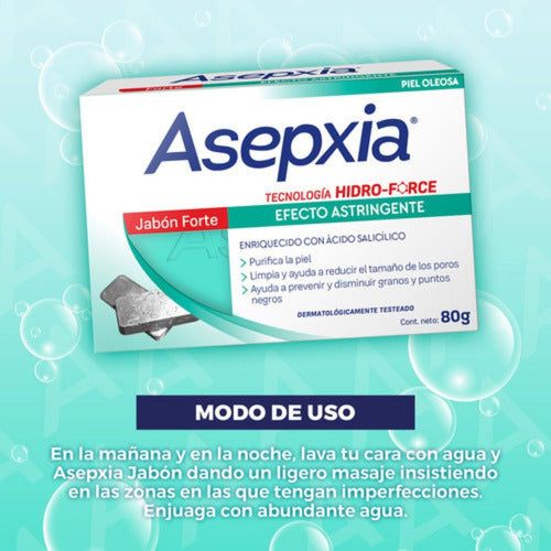 Asepxia Pack X10 Jabón Barra Forte Efecto Astringente 80gr 1