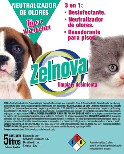 Zelnova Neutralizador De Olores Desinfectante Mascotas 5 Lt X 3 Unid 1