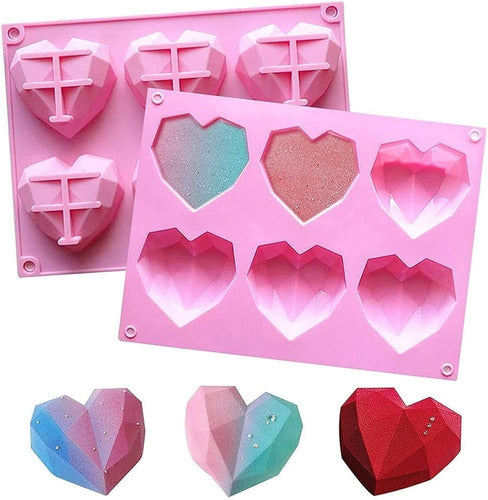 3D Faceted Heart Silicone Mold for Baking and Crafting 4