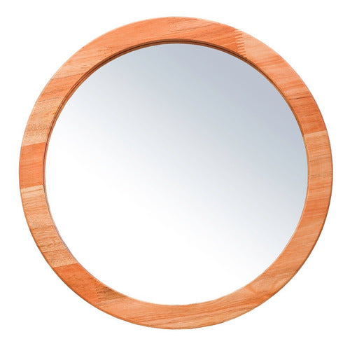 Round Wooden Frame Circular Mirror - 100cm Diameter 0