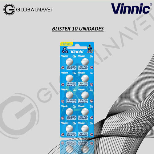 Vinnic 10 Button Batteries LR54 L1131F AG10 189 LR1130 Alkaline 1