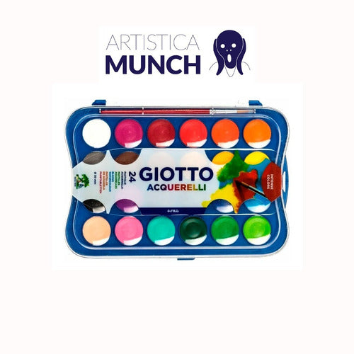 Giotto Watercolors 24 Colors Tray + Brush 0