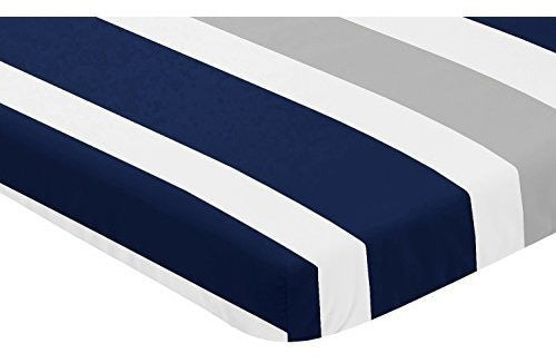 Sweet Jojo Designs Mini Portable Crib Sheet in Navy Blue and Gray 1