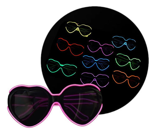 Led Moments Risky Heart Neon LED Glasses Pack of 10 0