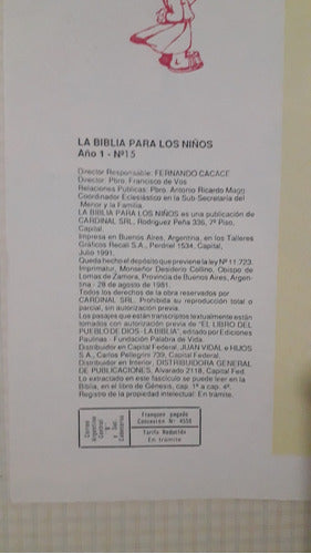 La Biblia Para Los Niños Nro 15 Año 1991 1