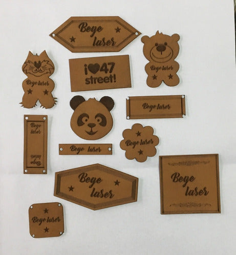 Distribuidora Bege Eco-Friendly Leather Tags X 100u Laser Engraved Cut Fabric 0