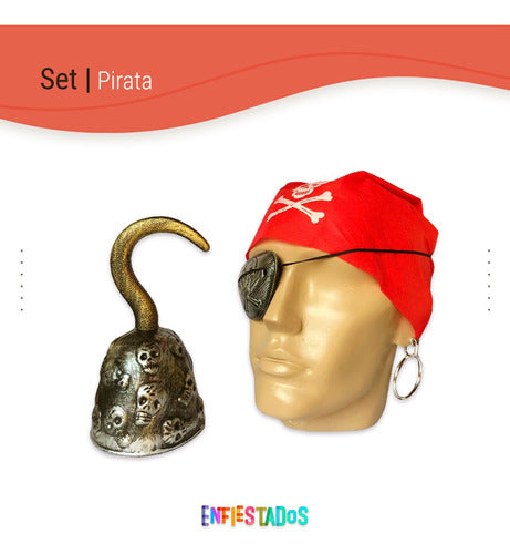 Party Store Pirate Set with Hook, Eye Patch, Hoop and Bandana 1