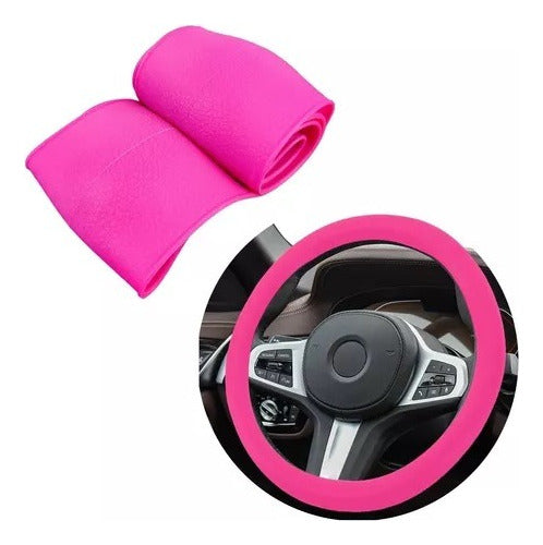 Universal Adjustable Pink Silicone Steering Wheel Cover 0