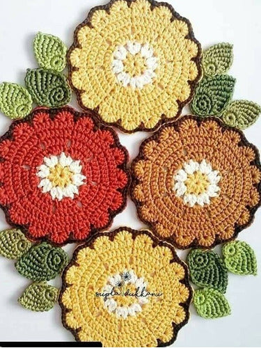 Artisan 2 Camino De Mesa Y Una Carpeta Mandala De 30cm Tejida 1