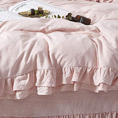 Moowoo Shabby Chic Ruffled Duvet Cover Set - 3-Piece Bedding Set 1