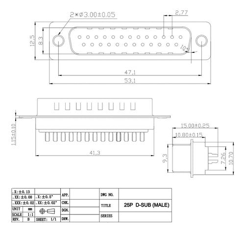 Jienk 5 Piezas Db25 Rs232 D-sub Serie Serie De Conectores De 5