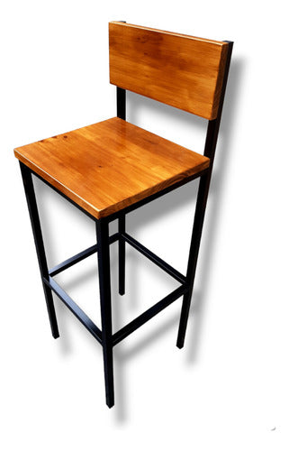 Industrial Breakfast Counter Stool Iron and Wood 1