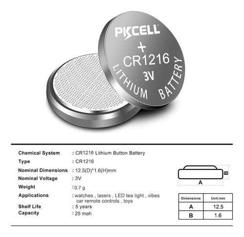 Pkcell Cr1216 Ecr1216 Dl1216 - 3V Lithium Batteries 1