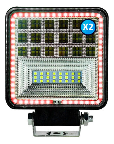 Square LED Headlight X2 with Angel Eye - 12v / 24v Colors 7
