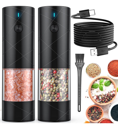 Lidaop Electric Salt and Pepper Mill Set USB Rechargeable 0