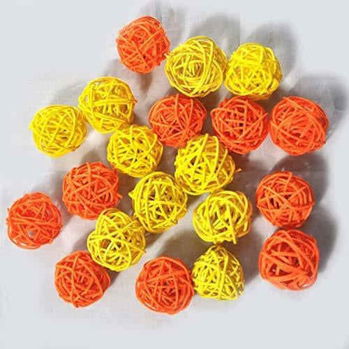 Simoutal Decorative Rattan Balls 4cm X 20pcs. Yellow Orange 1