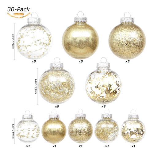 Adornos Árbol Navidad Irrompibles 7cm 30 Piezas Champagne 1