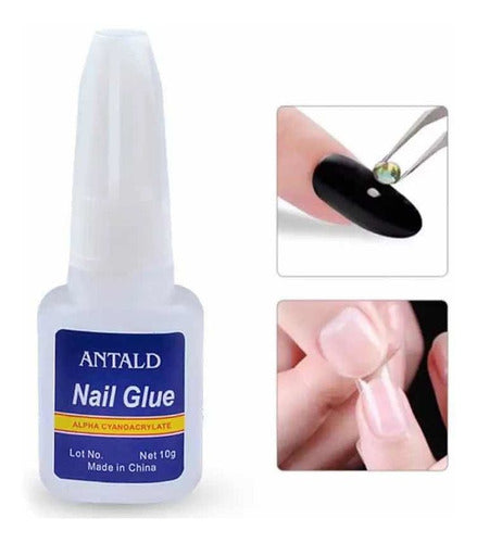 Pegamento Uñas Nail Glue Para Tips Decos Con Pincel 10ml 1