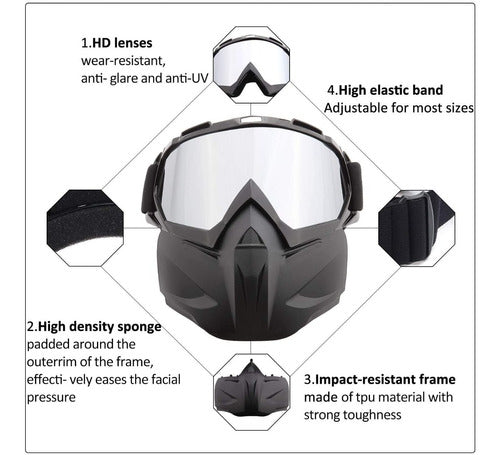 Sposune Open Face Face Shield Mask for Paintball, Motorcycle, and Skiing 6