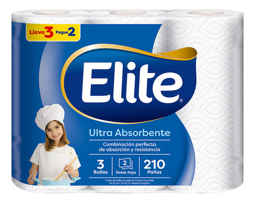 Rollo De Cocina Ultra Absorbente Elite 70 Hojas 3 Un. 0