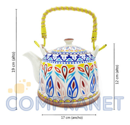 Combo Teapot + 2 Bowls for Tea, Made of China Porcelain - 90035 1