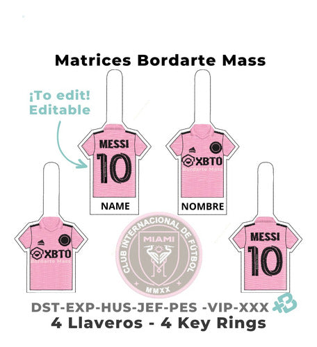 Inter Miami Messi Camiseta Keychain Embroidery Design Matrix 0