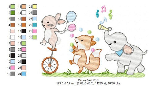 Elma Matrices Embroidery Machine Animal Design Set - Elephant Fox Rabbit 31 2