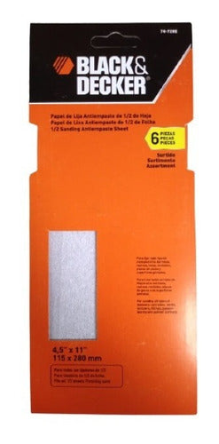 Black+Decker 1/2 Sheet Sandpaper Assorted Pack of 6 74-728E 0