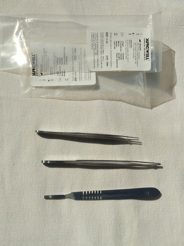 Surgical Stainless Steel Tweezers, Brussels, and Scalpel Handle Set 1
