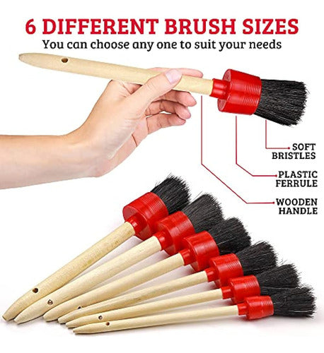 Takavu Car Detailing Brushes Set, 6pcs Detail Brushes, 3pcs 1