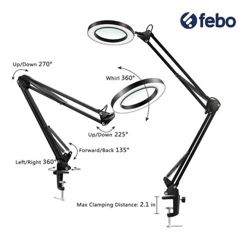 FEBO LED Lighted Magnifying Glass Lamp with Adjustable Arm - Model Var 147 1