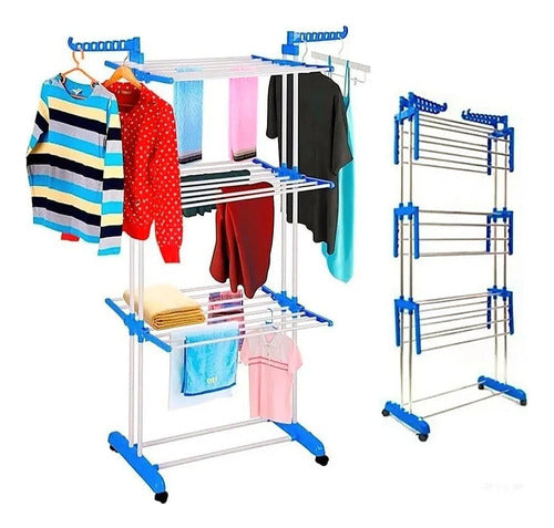 We Glam Vertical Clothing Rack 3 Levels with Wheels, 40kg Capacity 0