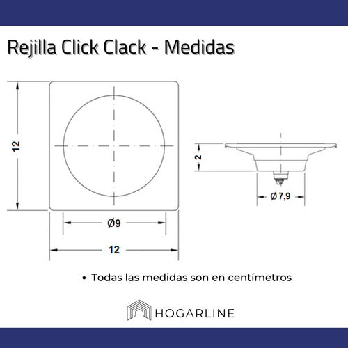 Rejilla Desagüe Quick Clack 10x10 Acero Inox. Daccord 3