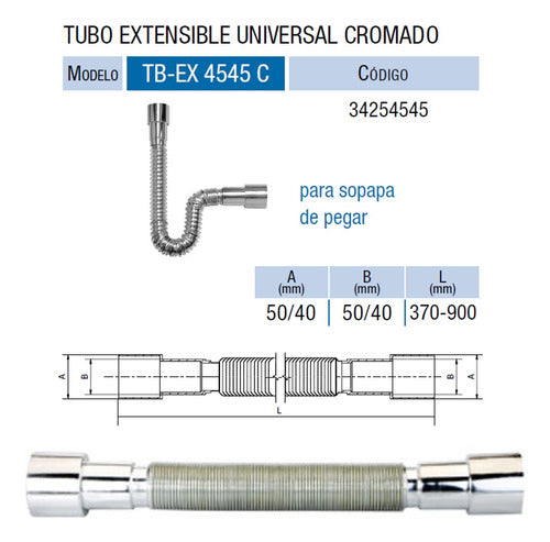 Universal Extendable PVC Chromed Tube for Sink and Basin 1