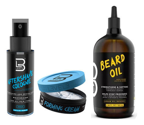 Combo Barberia After Shave + Aceite Para Barba + Cera Level3 0