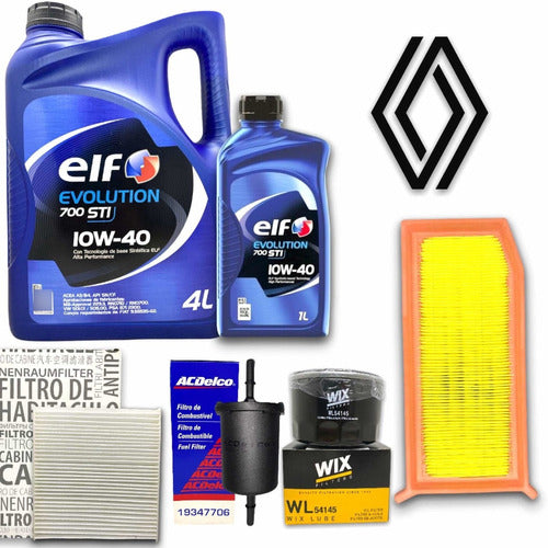 Kit Service 5l Aceite Elf Evo 700 + 4 Filtros Duster 2.0 15+ 0