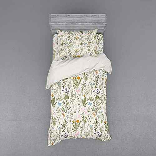 Ambesonne Vintage Garden Plants Floral Duvet Cover Set 0