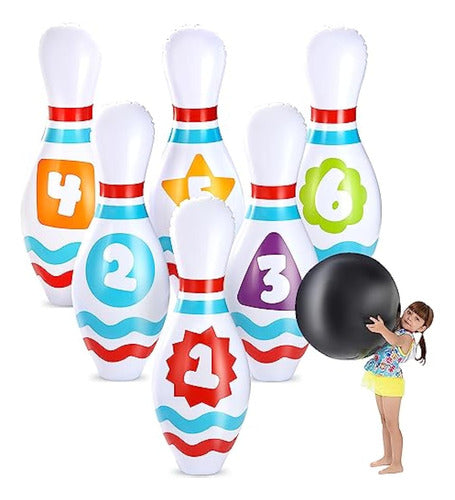 Juego De Bolos Inflable Gigante Para Niños Y 0