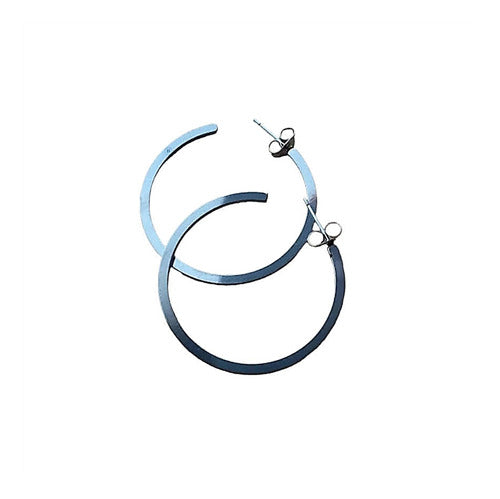 1 Pair of Flat Surgical Steel Hoop Earrings 6