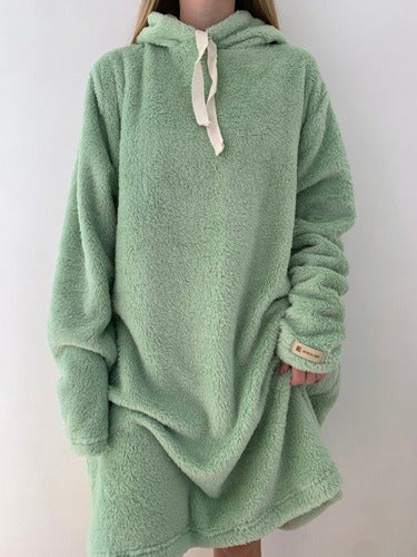 Maxi Teddy Sheepskin Double-Sided Plush Pajama Hoodie 90