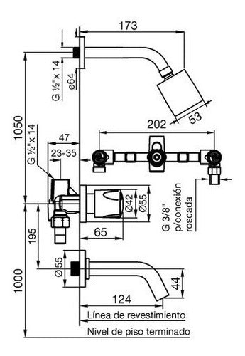 Grifería Para Ducha Con Transferencia Fv Pampa - Art. 103/b6 1