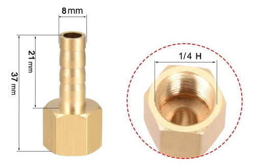 MAQUITOOLS Perno Racord Manguera 8 Rosca 1/4 H Acople Rapido Compresor 1