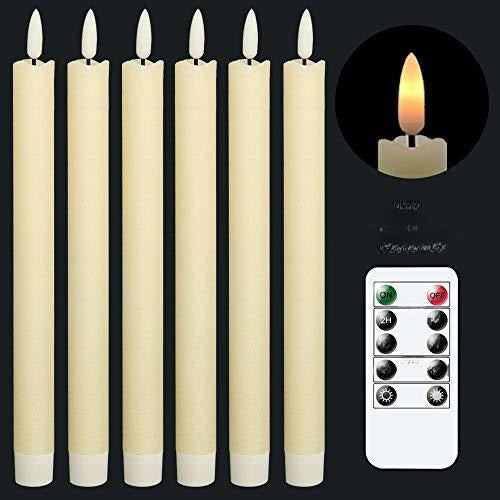 6 Velas Led Cónicas Marfil Sin Llama Parpadeantes Control 0