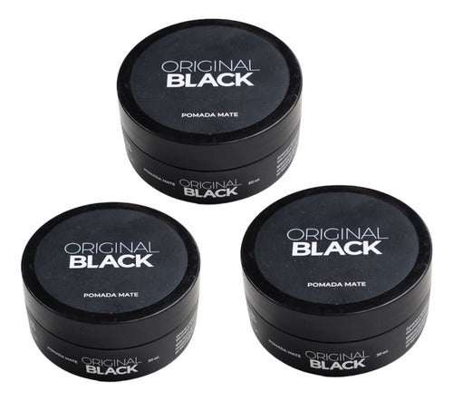 Original Black Cera Cabello Pomada Mate Barberia X 50 Ml X3 0