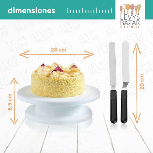 Set De Reposteria Completo Pasteleria Plato Giratorio Decorar Torta Manga 6 Picos Rejilla Budinera Espatulas Alisador 2