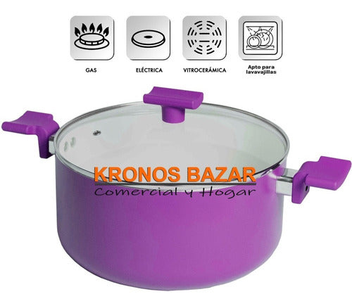 28 cm Ceramic Non-Stick Casserole with Glass Lid and Silicone Handles 1