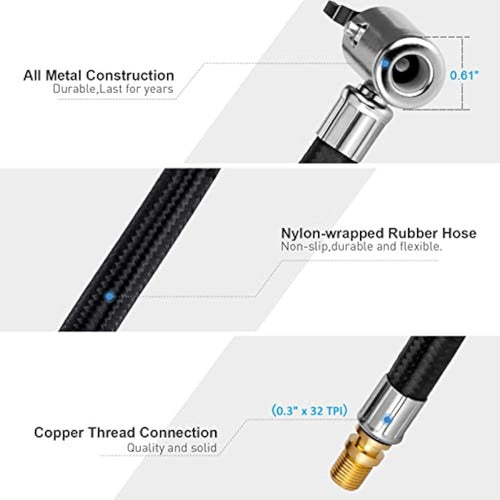 Lumiteco Adaptador De Manguera De Inflador De 3