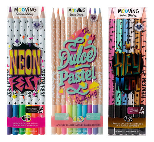 Mooving Neon Metal Pastel Pencil Set 0