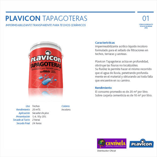 Plavicon Roof Sealer Silicone Clear Terrace Floor 1L 1