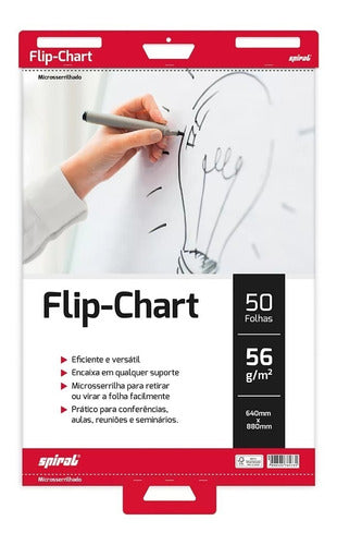 Bloco Flip Chart 64x88cm Com 50 Folhas 56gr C/microsserrilha 0